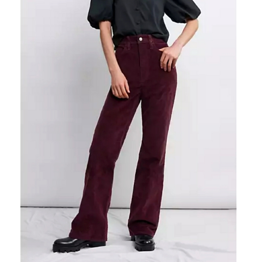 Levi's ribcage corduroy high rise bootcut button fly red pants 26x33 brand new